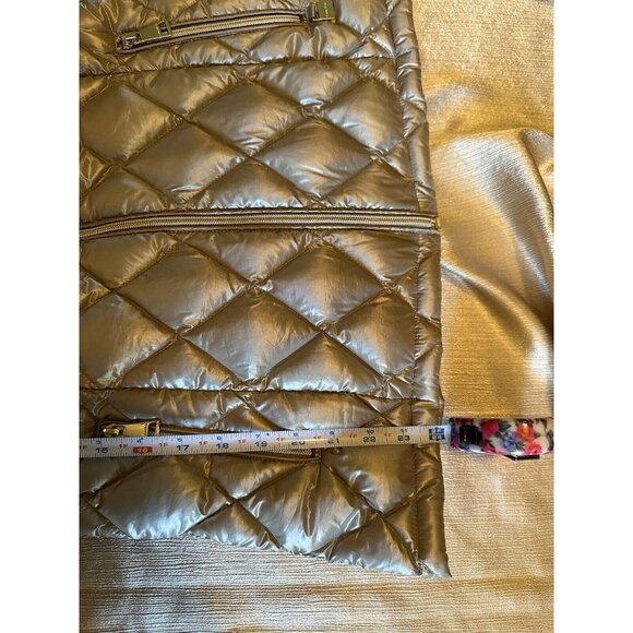 Calvin Klein Puffer Vest Womens Small Champagne‎ Silver Metallic Down Quilted - Picture 11 of 14